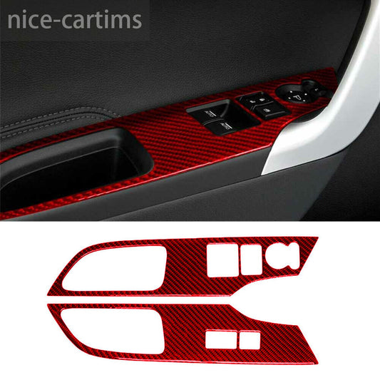 Red Carbon Fiber Window Lift Switch Button Panel Trim for Honda Accord 2013-2017