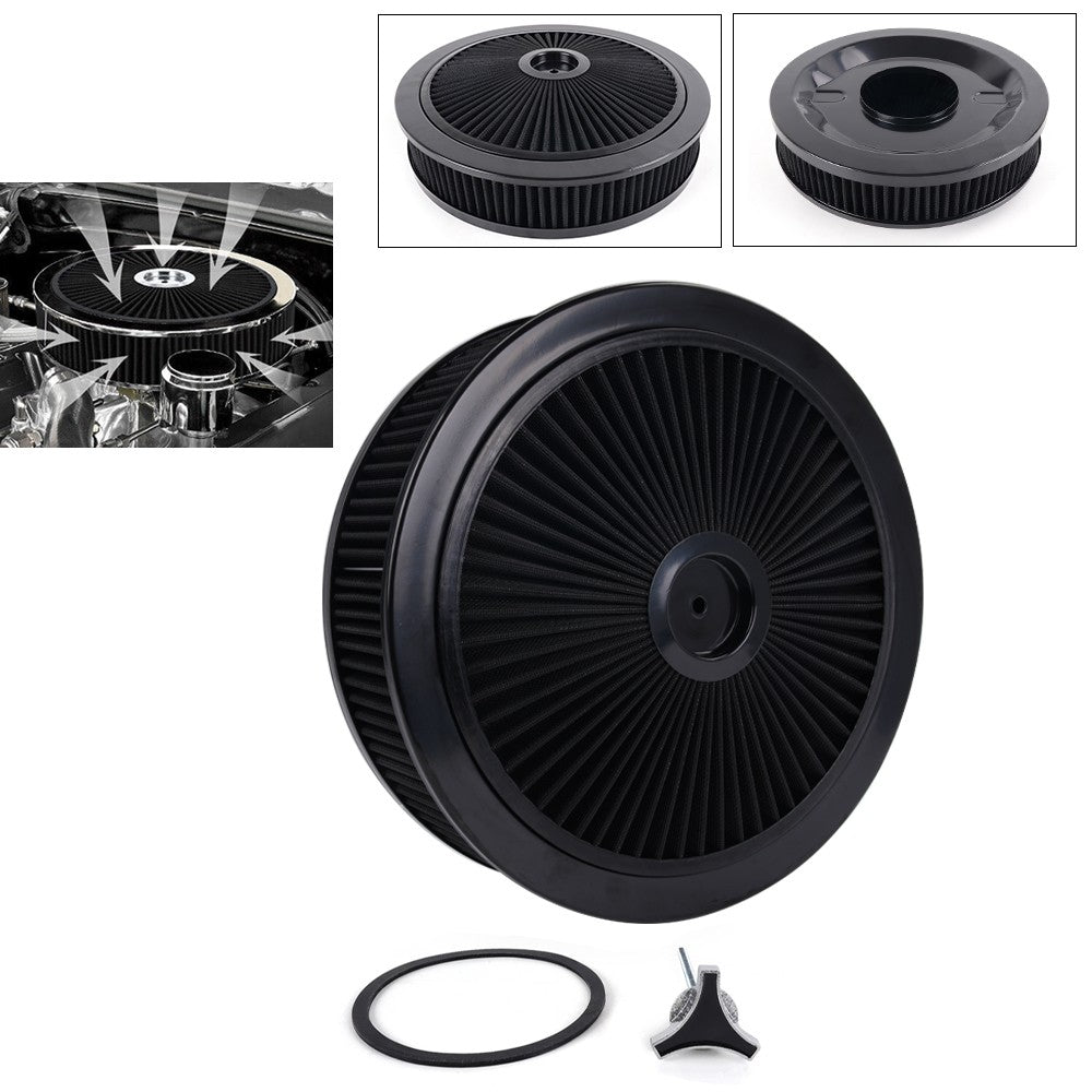 Universal Deep Dish Performance Air Cleaner, 14 x 4 Inch,Round Shape for SBC BBC Q