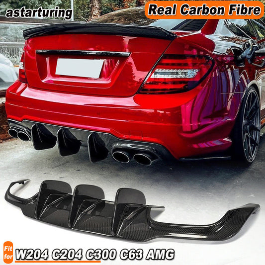 Carbon Fiber Rear Bumper Lip Diffuser for Mercedes W204 C204 C300 C63 12-15