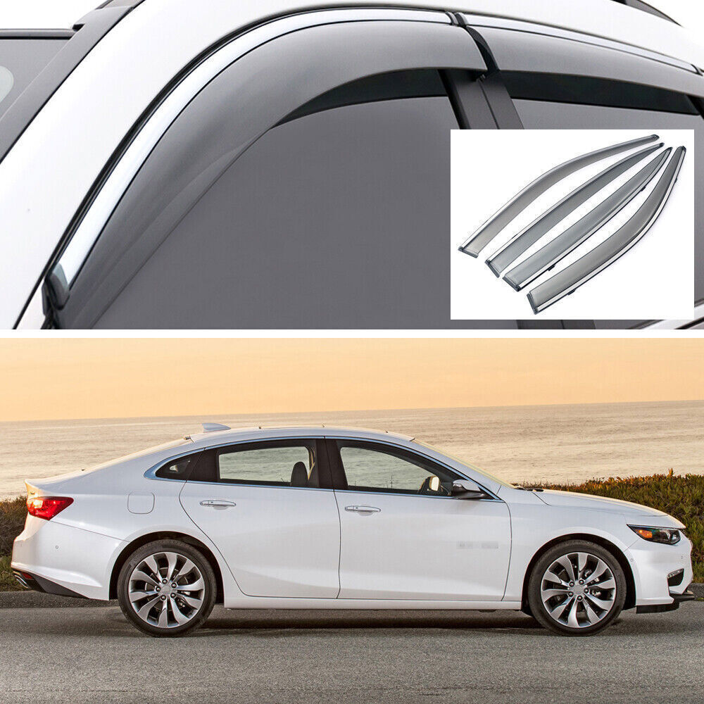 4X Window Visor Vent Shade Deflector Sun/Rain Guards for 2016-2020 for Chevy Malibu