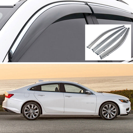 4X Window Visor Vent Shade Deflector Sun/Rain Guards for 2016-2020 for Chevy Malibu