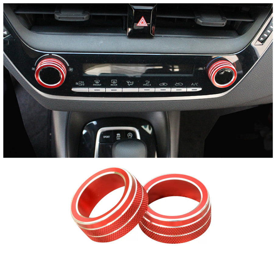 2X Console Air-Condition Adjust knob Red Trim Cover for Toyota for Corolla 2020-24