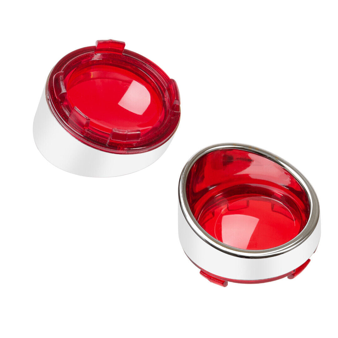 Amber Turn Signal Light Red Lens Cover Bezels Visor for Harley Touring Road King