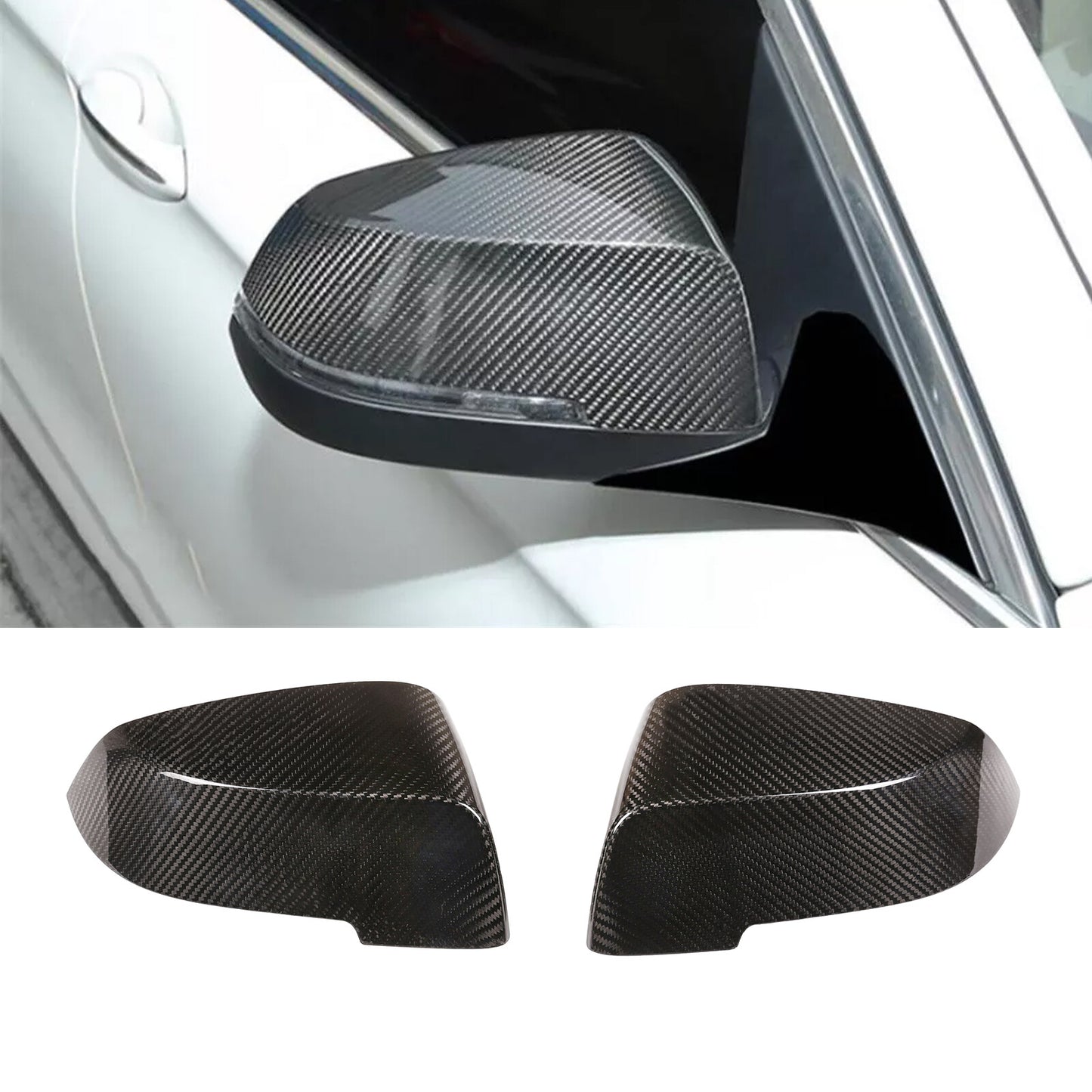 carbon fiber side mirror covers for 2014-2018 for BMW F10, F11, and 5 Series (2 pieces)