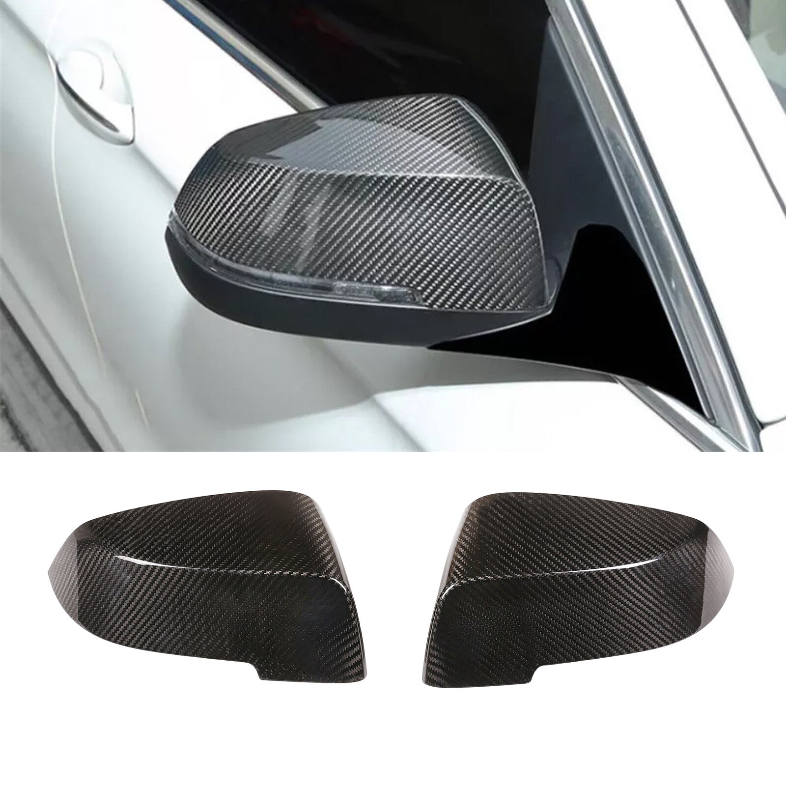 carbon fiber side mirror covers for 2014-2018 for BMW F10, F11, and 5 Series (2 pieces)