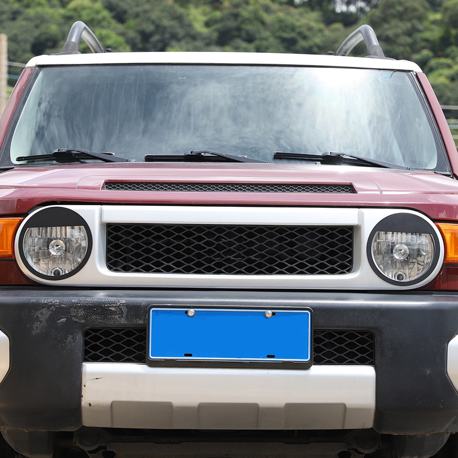 Alloy front angry eye style headlight trim cover for Toyota FJ Cruiser 2X