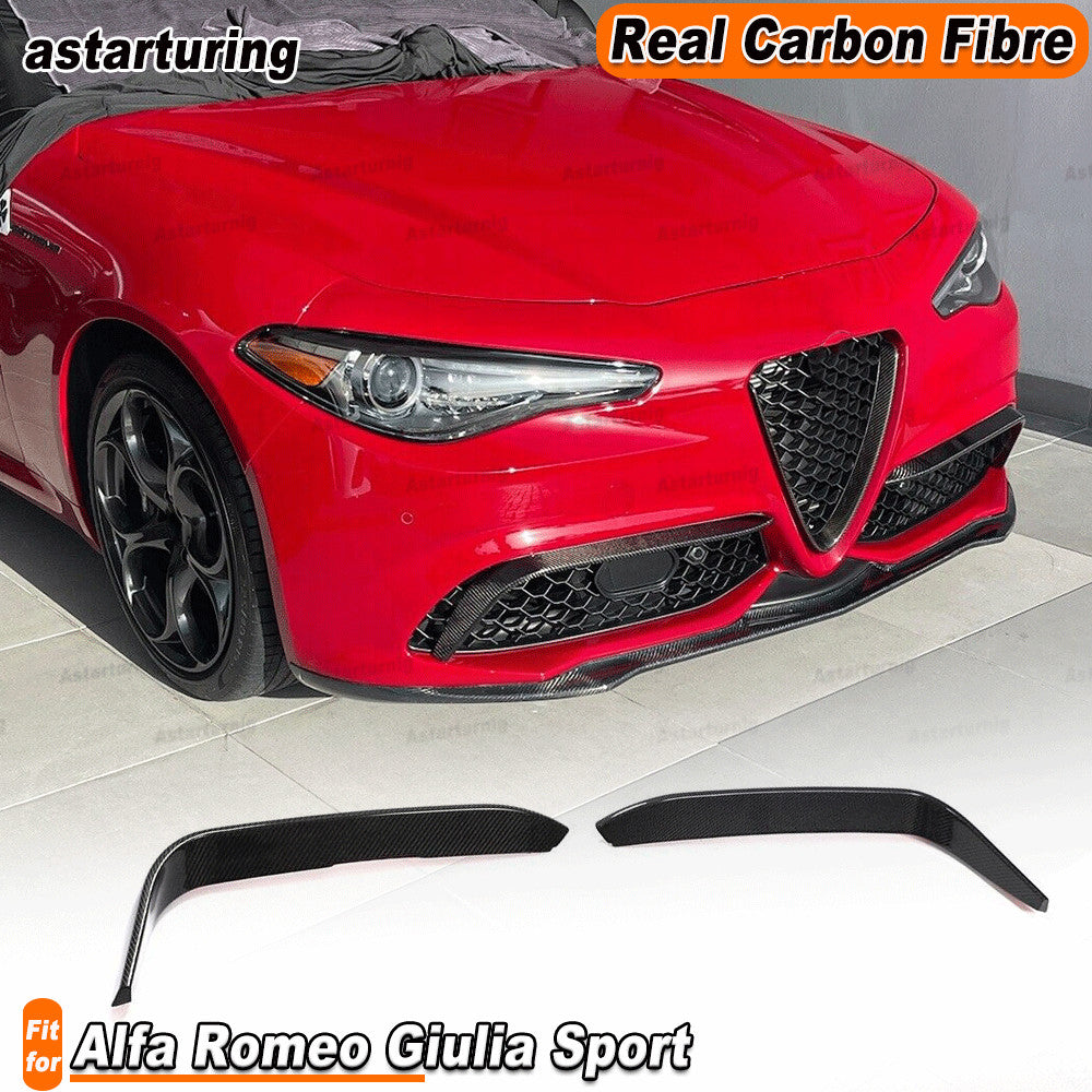 Carbon Fiber Front Bumper Fins Splitter Fit for Alfa Romeo Giulia Sport 2016-21