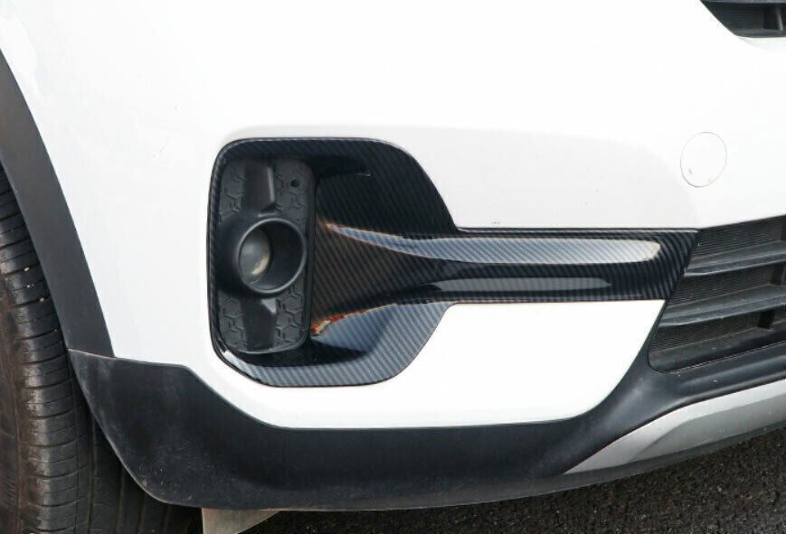 for Kia Seltos 2020-2023 Carbon Style New Front Bumper Fog Light Lamp Cover Trim