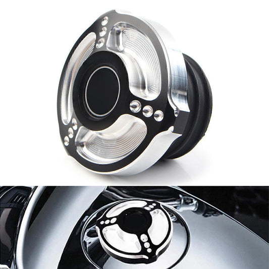 Fuel Tank Gas Cap Cover Black for Harley Sportster Touring Softail Dyna 1992-17 Q