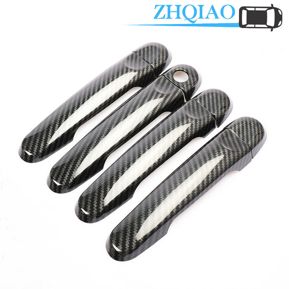 Carbon Fiber Door Handle Covers Trim Fits for Nissan Tiida Sunny March Versa 12-19