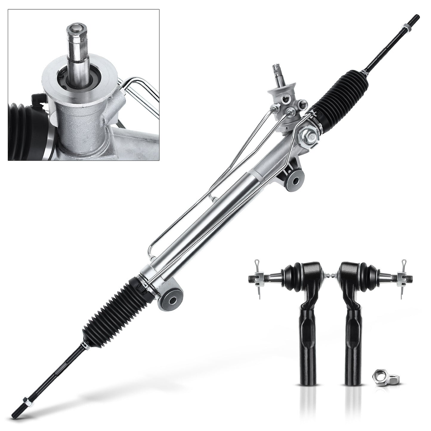 Power Steering Rack and Pinion + Outer Tie Rods for Chevy Silverado for Sierra 1500