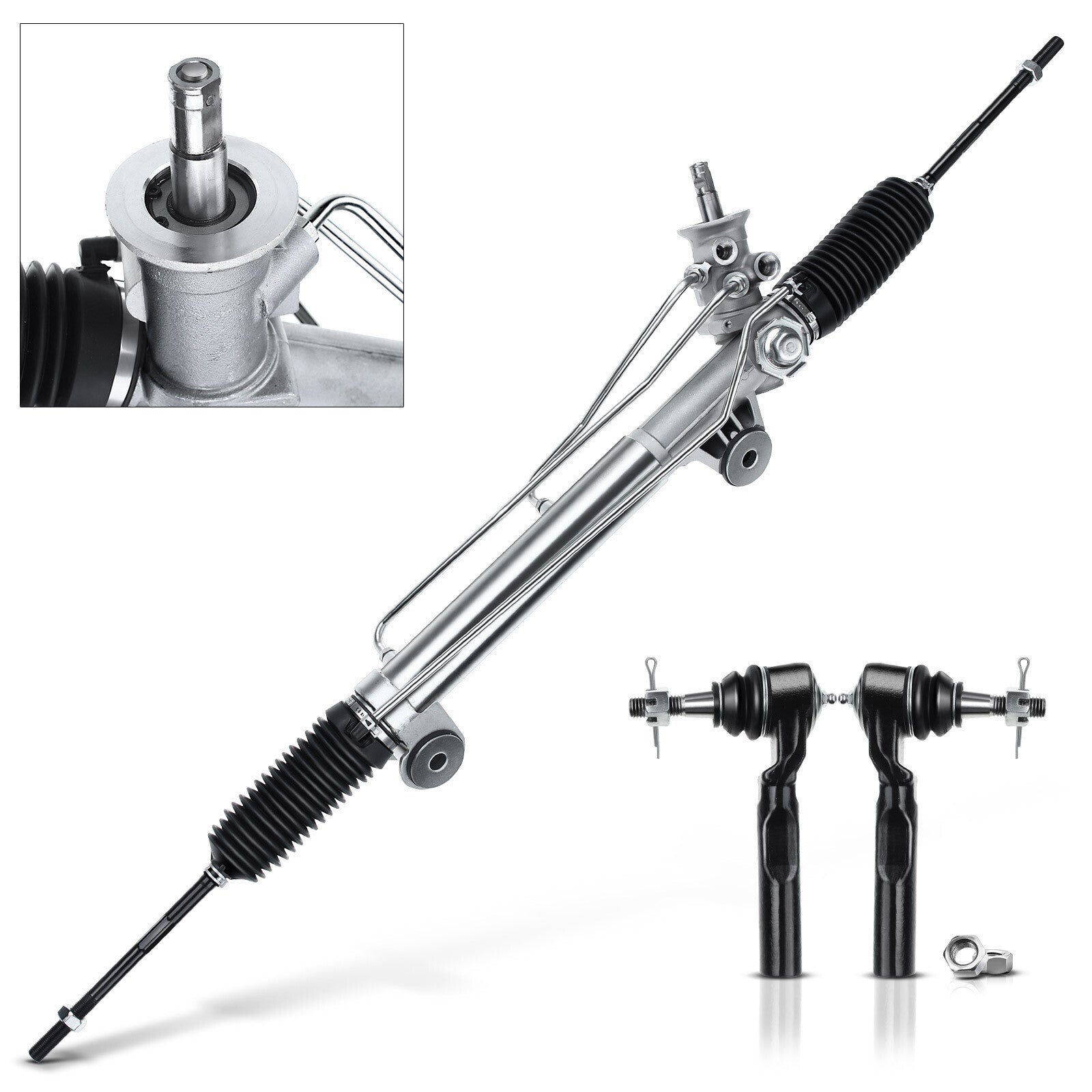 Power Steering Rack and Pinion + Outer Tie Rods for Chevy Silverado for Sierra 1500