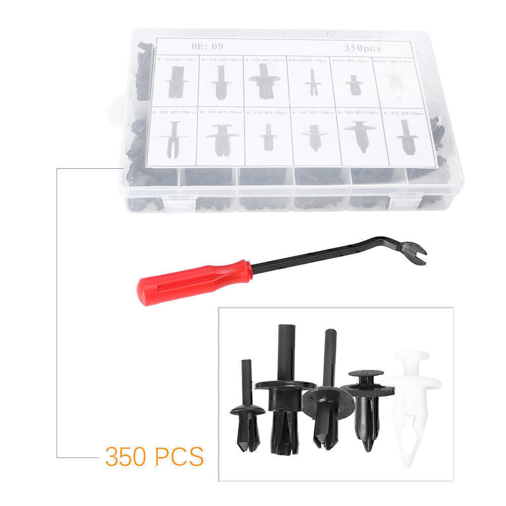 Car Plastic Push Pin Screwdriver Rivet Fasteners Trim Moulding Clip Kit 350Pcs Q