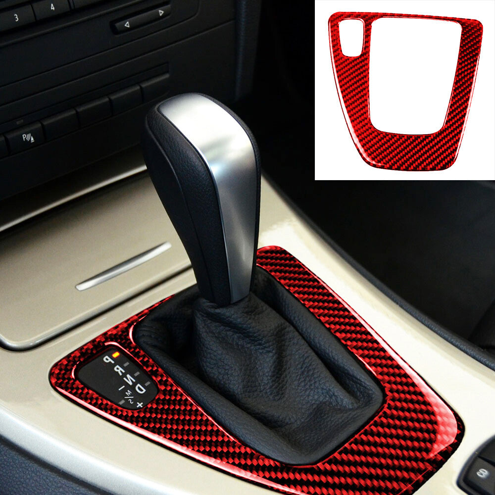 Red Carbon Fiber Interior Gear Shift Box Trim for BMW 3 Series E90 E92 2005-2012