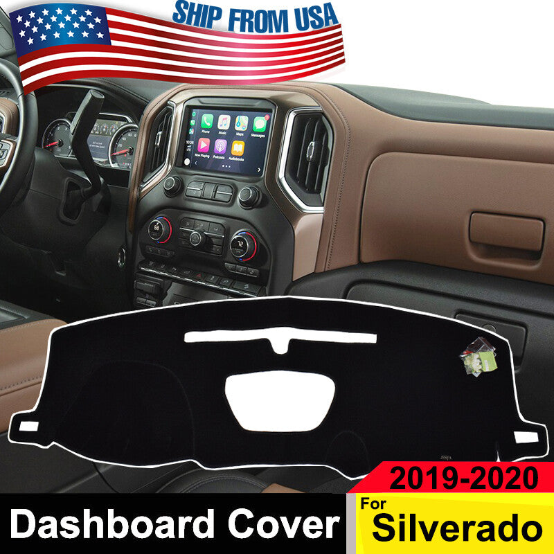 Dashboard Pad Dash Cover Mat for 2019- 2020 for Chevrolet Silverado for GMC for Sierra Black