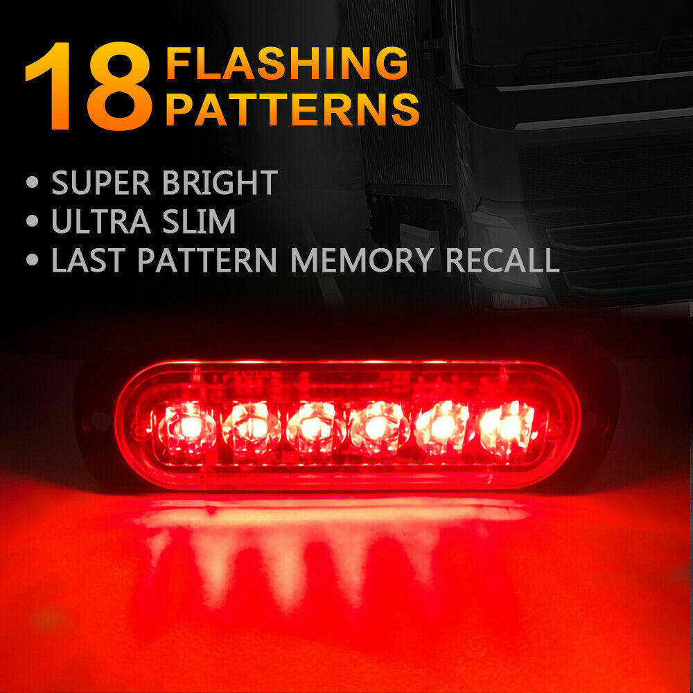 4x 6-LED Red Car Recovery Flashing Grill Beacon Warning Flashes 12V-24V