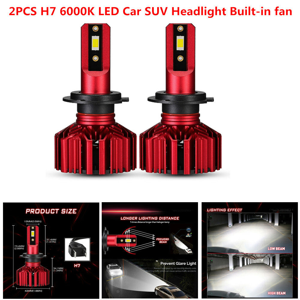 2pcs H7 LED headlight bulb kit, 10000lm, white, 6000k, 9V-32V. n