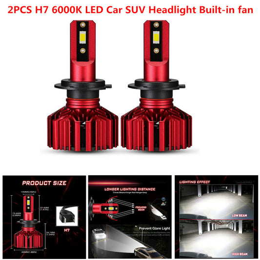 2pcs H7 LED headlight bulb kit, 10000lm, white, 6000k, 9V-32V. n