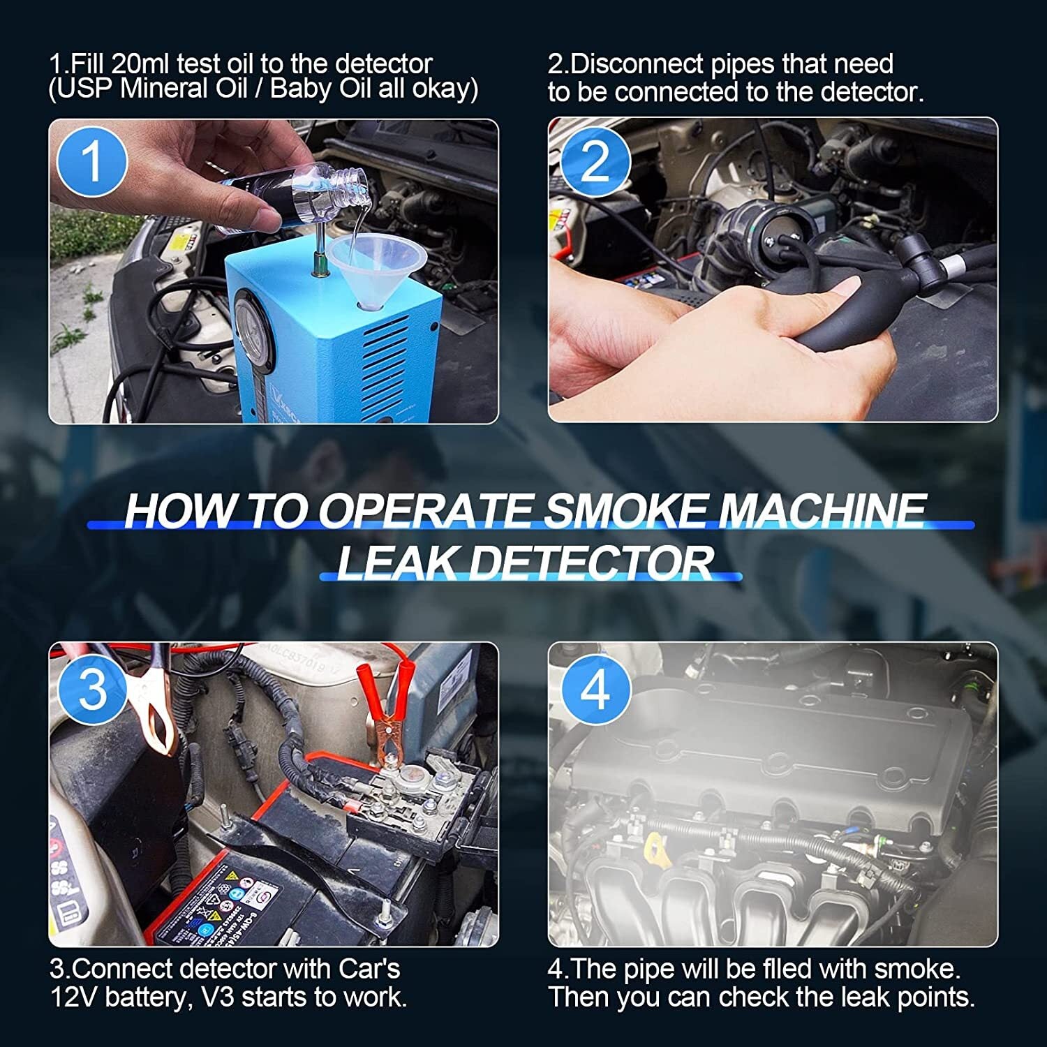V3 Smoke Machine Automotive EVAP Vacuum Smoke Machine Diagnostic Leak Tester