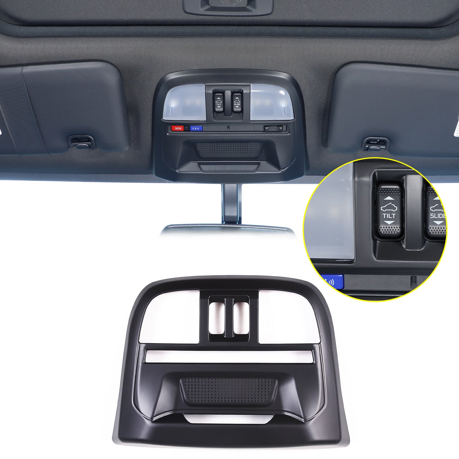Blue Automotive Front Water Cup Holder Cover Trim for Tacoma 2024- v
