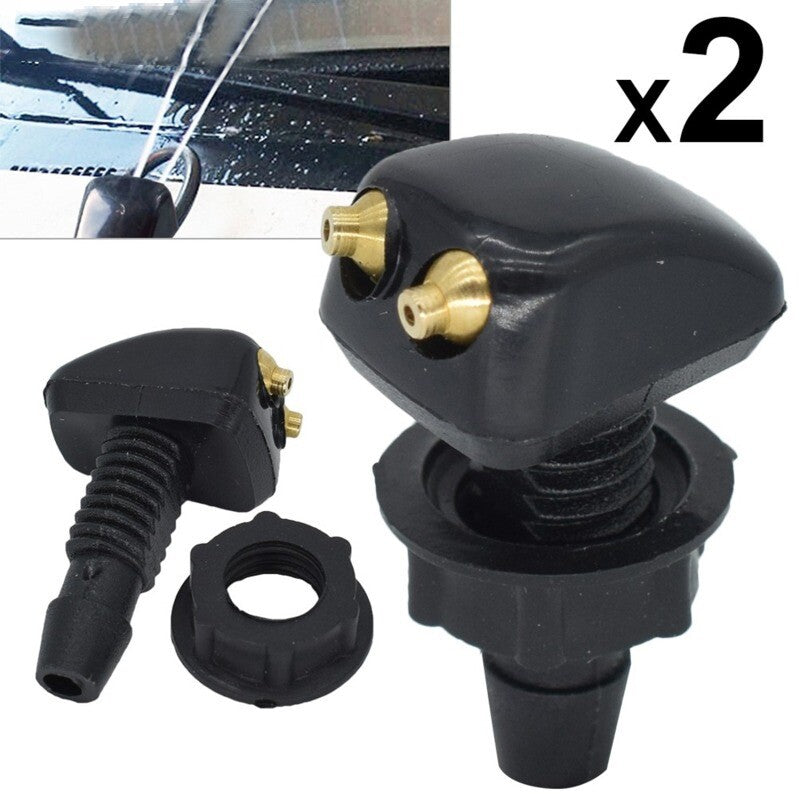 2-Piece Universal Dual-Hole Car Windshield Washing Machine Nozzle Wiping Spray