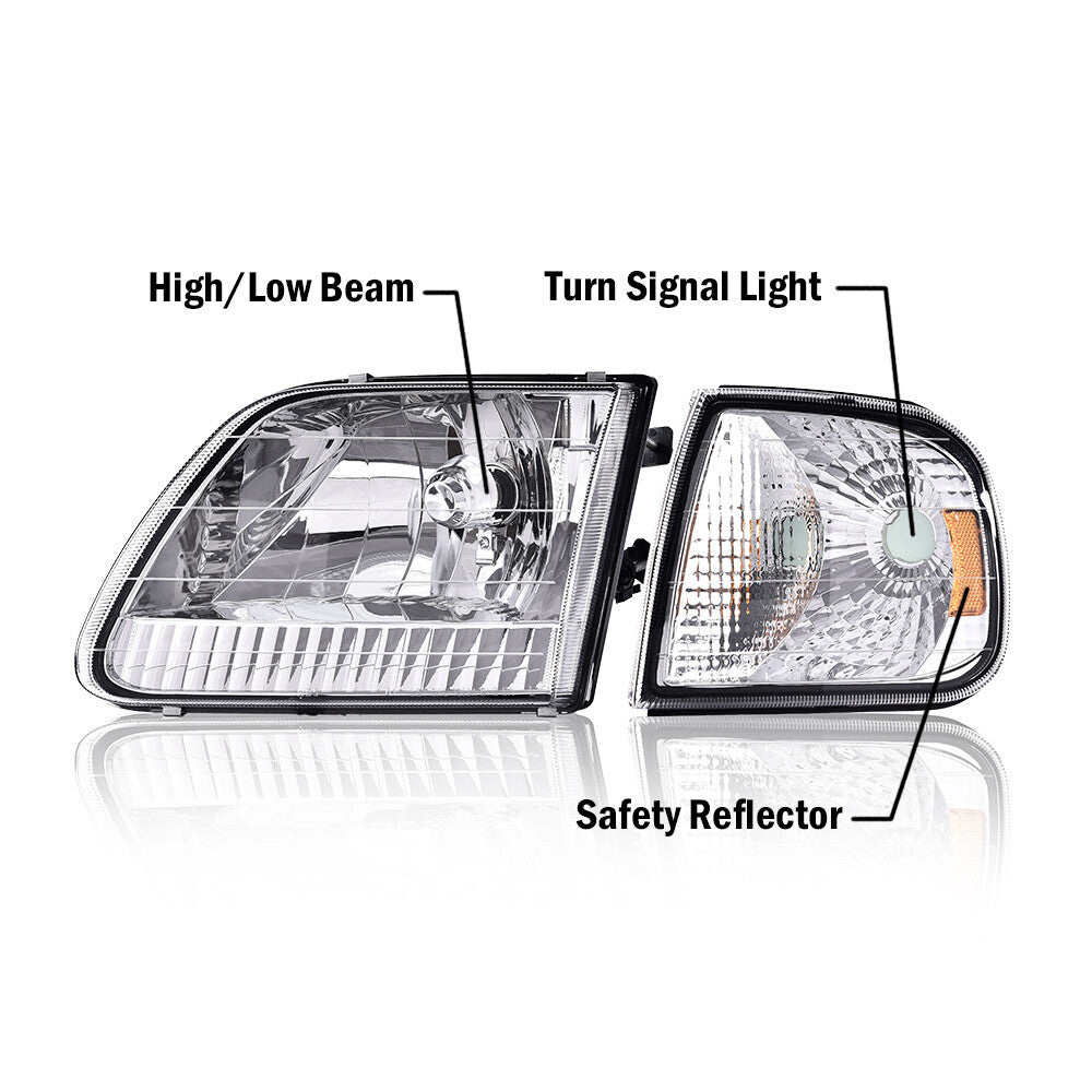 Piece mounted for CHRome housing headlight for 97-03 F150 97-02 Expedition - v