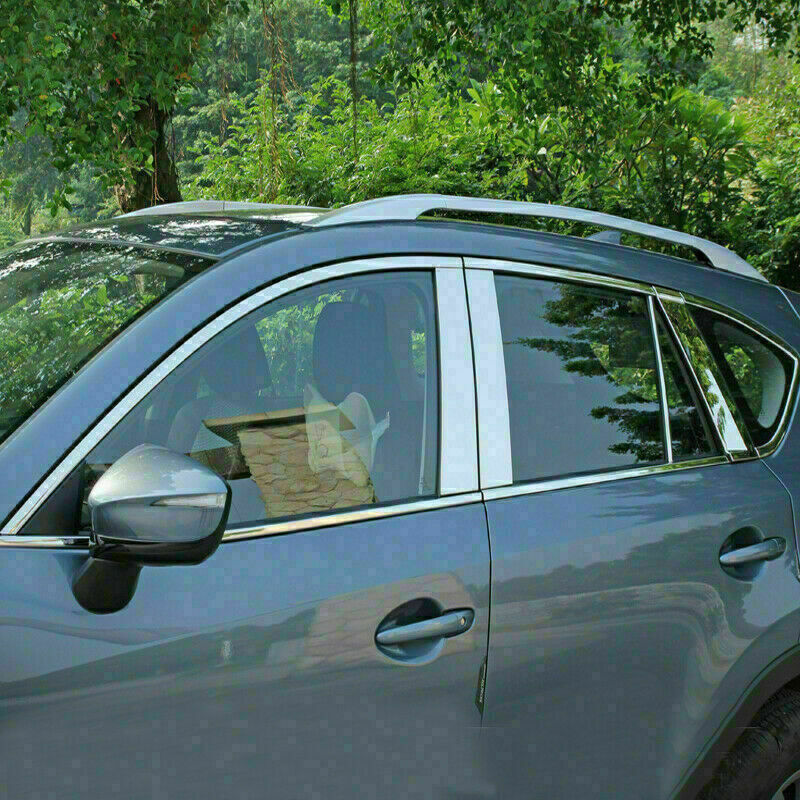 Steel Chrome Side Door Full Window Frame Sill Cover Trim for Mazda CX-5 2012-16