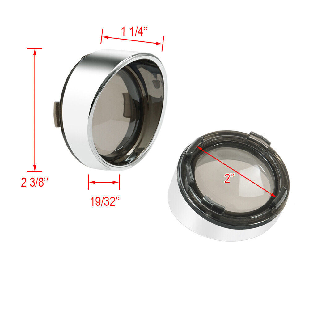 2-Pack Smoked Turn Signal Lens with Chrome Trim Bezel Sun Visor for Harley Sportster n