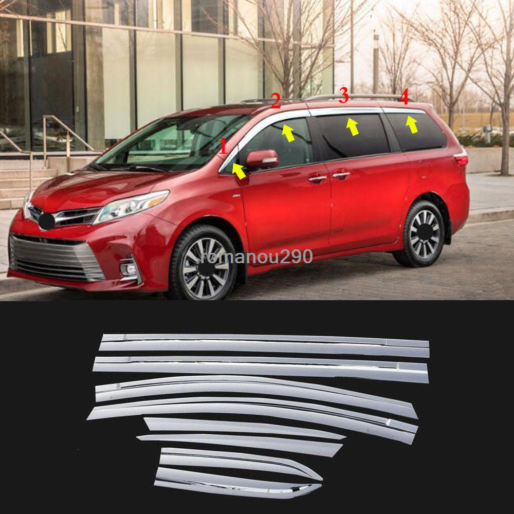 for Toyota for Sienna 2011-2020 silver Window Vent Visor Sun Rain Deflectors Guard