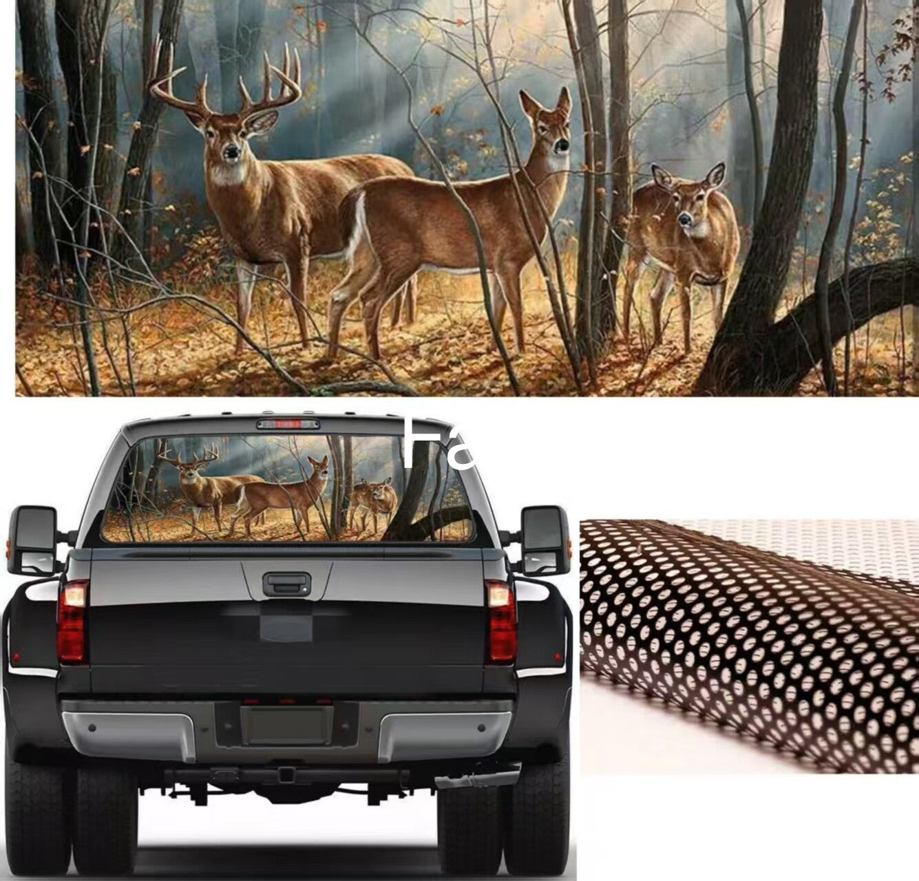 for SUV Truck Rear Window Decal Forest Animals Deer Family Graphic Sticker 135x36cm^