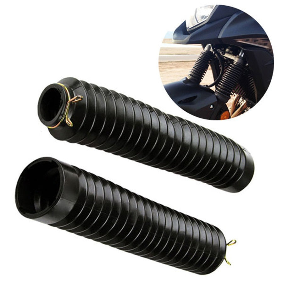 2x Universal Motorcycle Bike Rubber Front Fork Cover Gaiters Gators Boots Balck Q
