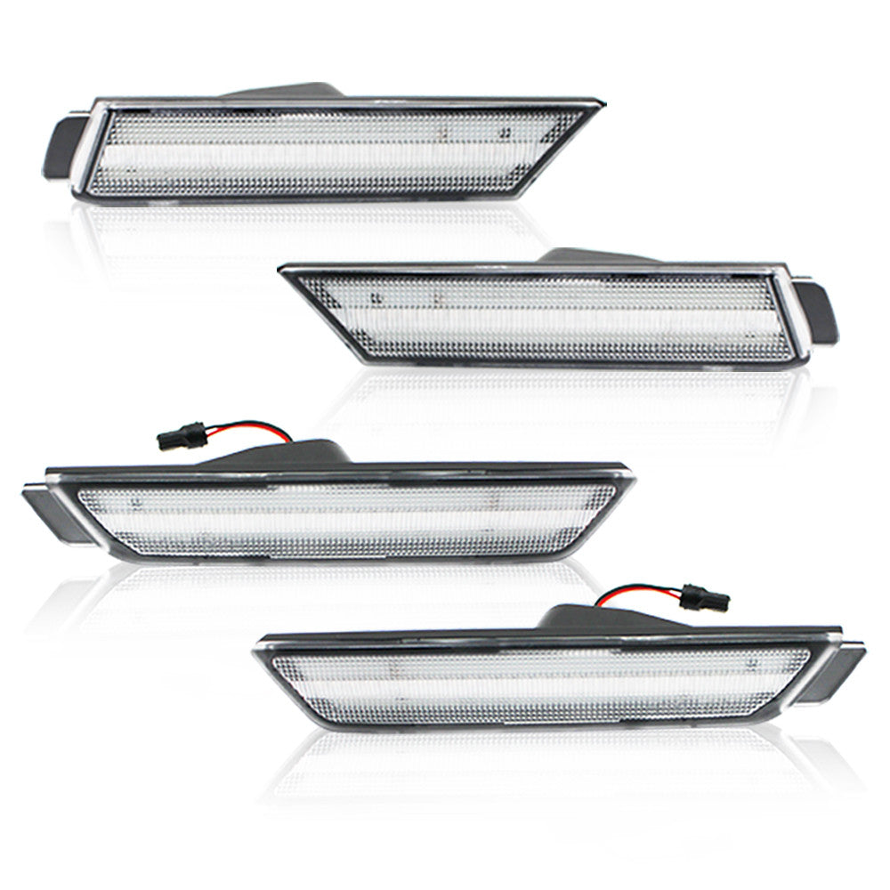 Clear Lens Front Amber Rear Red LED Side Marker Lights for 2010 - 15 for Camaro - v