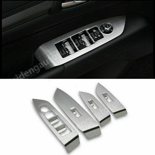 4P Silver titanium Window Switch Panel Frame Cover Trim for Mazda CX-5 2017-2021