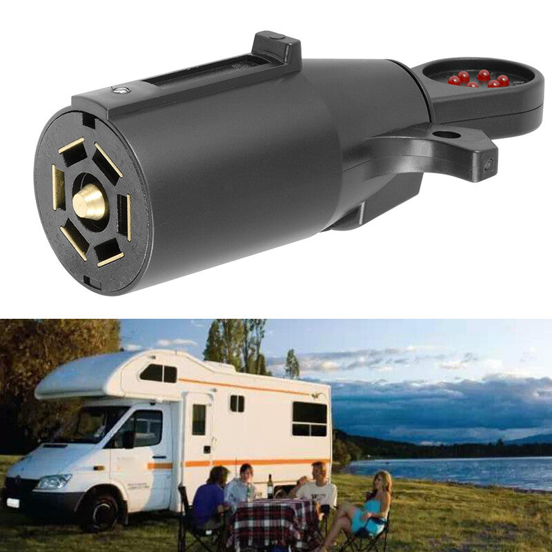 7-pin blade trailer light wire circuit tester, circular adapter connector, RV/boat - n