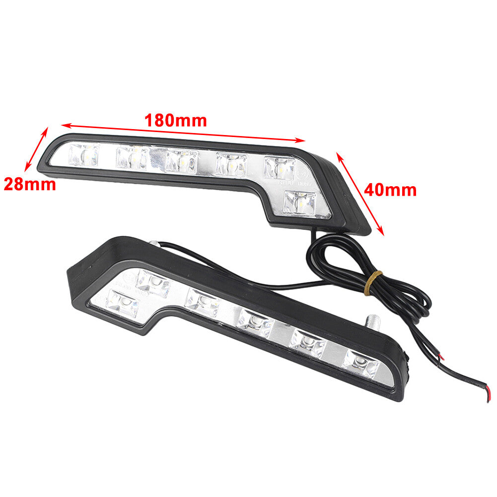 2x 6-LEDs Car Daytime Running Light Super Bright For Universal Euro 7-Tube