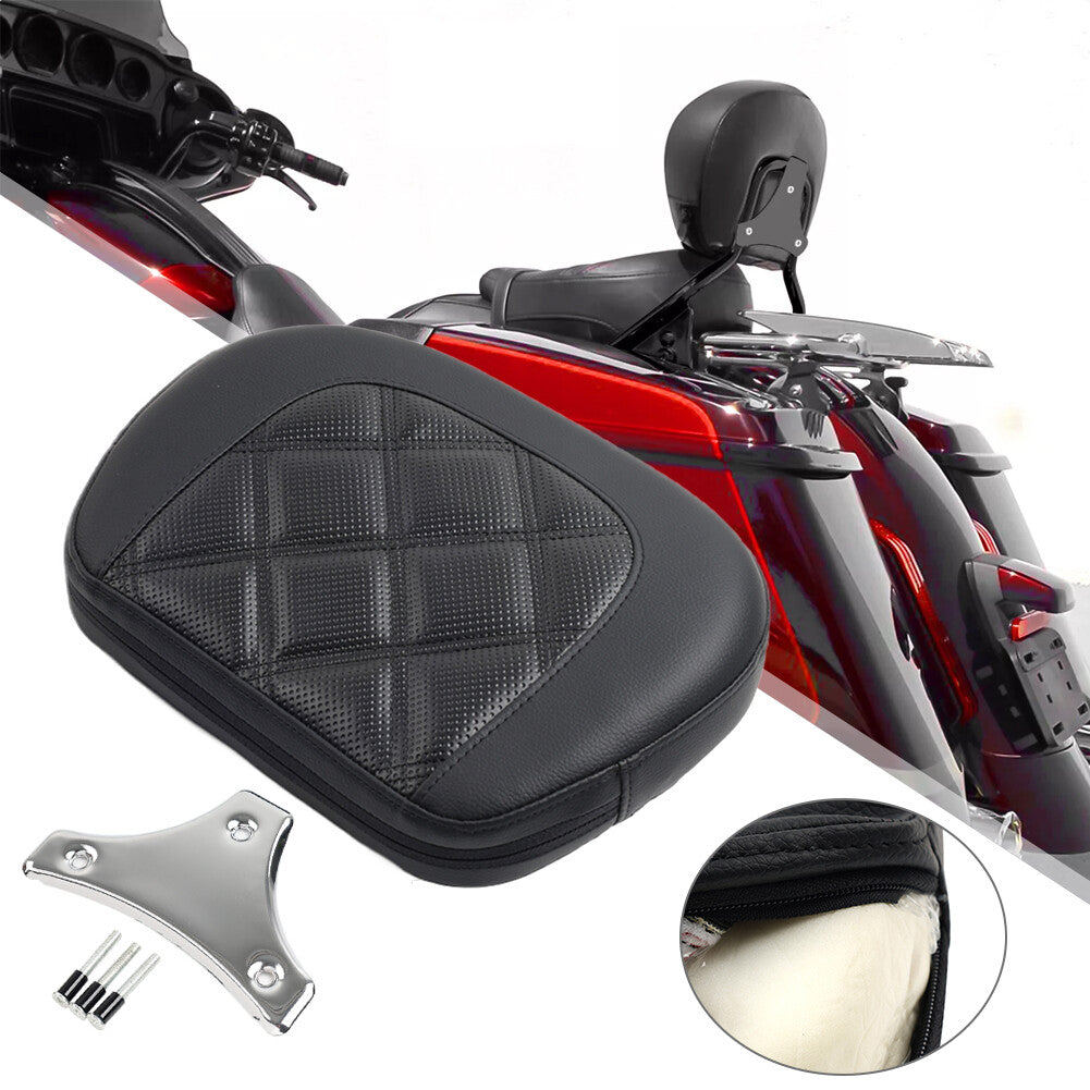 Black Stitching Passenger Sissy Bar Backrest Pad Bracket for Harley Street Glide Q