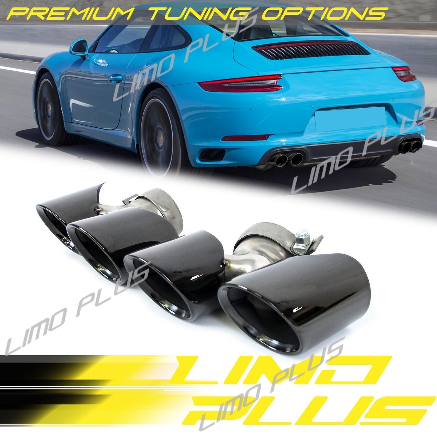 Black exhaust pipes are for Porsche for 911 Carrera 991.2 Non-PSE 2016-2018 Q