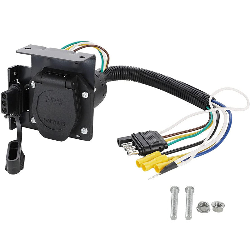 4-pin to 7-way blade trailer wiring adapter connector cable plug bracket ×1- n