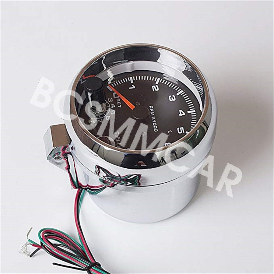 Car Tachometer Gauge Meter 0~8000RPM Chrome 3.75inches W/Shift Light Accessories Q