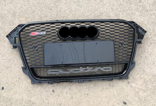 Suitable for Audi B8.5 A4 S4 2013 - 2016 RS4 with black mesh grille and honeycomb grill.