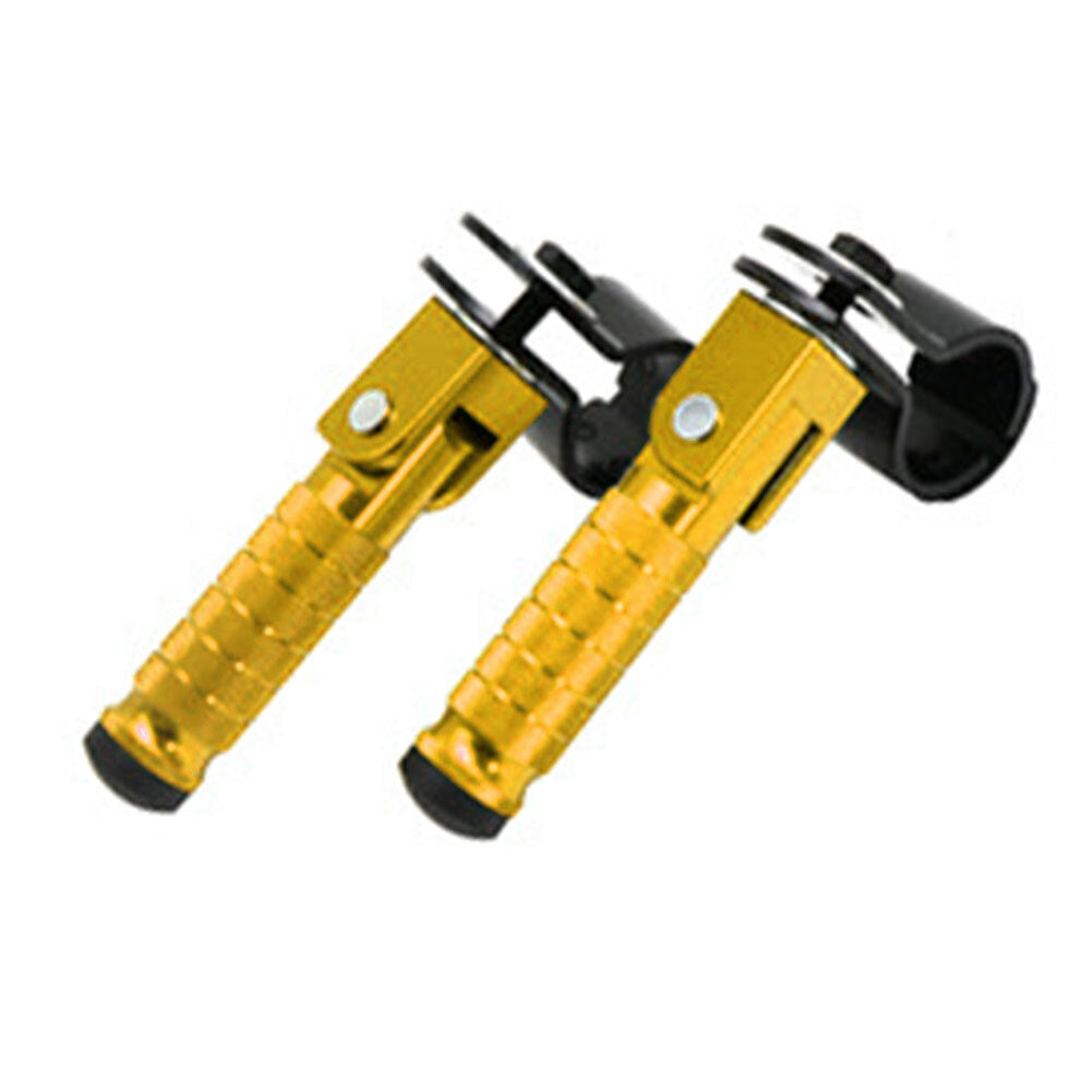 2x Gold Motorcycle Folding Rear Footpeg Kit Footrests Foot Peg Pedals 30mm-32mm