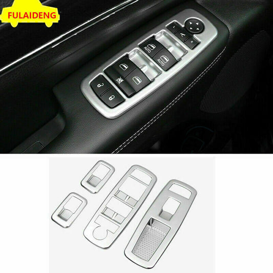 2P for Jeep Grand Cherokee 2014-2021 Silver Window Lift Switch Panel Cover Trim