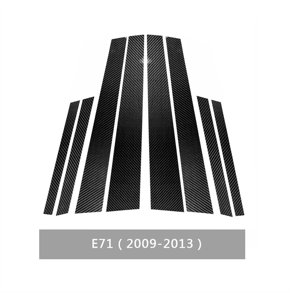 8Pcs Carbon Fiber Door Window Pillar Posts Panel Trim Kit for BMW X6 E71 2009-13