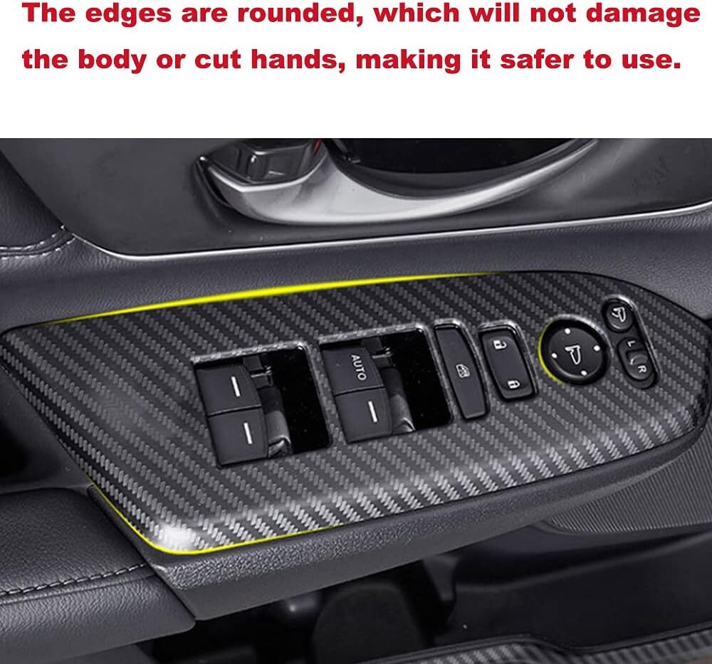 4-Piece Carbon Fiber Black Car Door Switch Panel Cover Lock Trim for Honda CRV 17-22- n