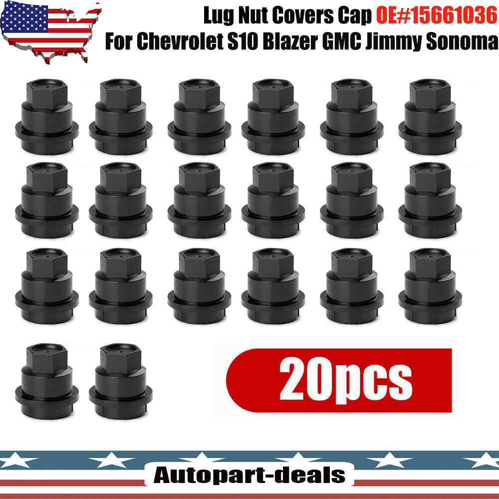 20-pack Black NUT Protective Covers for Chevrolet S10, Blazer, for GMC - Jimmy Sonoma 15661036 Q