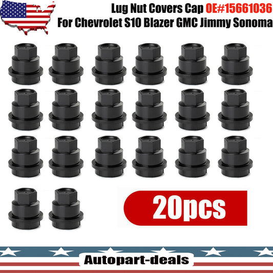 20-pack Black NUT Protective Covers for Chevrolet S10, Blazer, for GMC - Jimmy Sonoma 15661036 Q