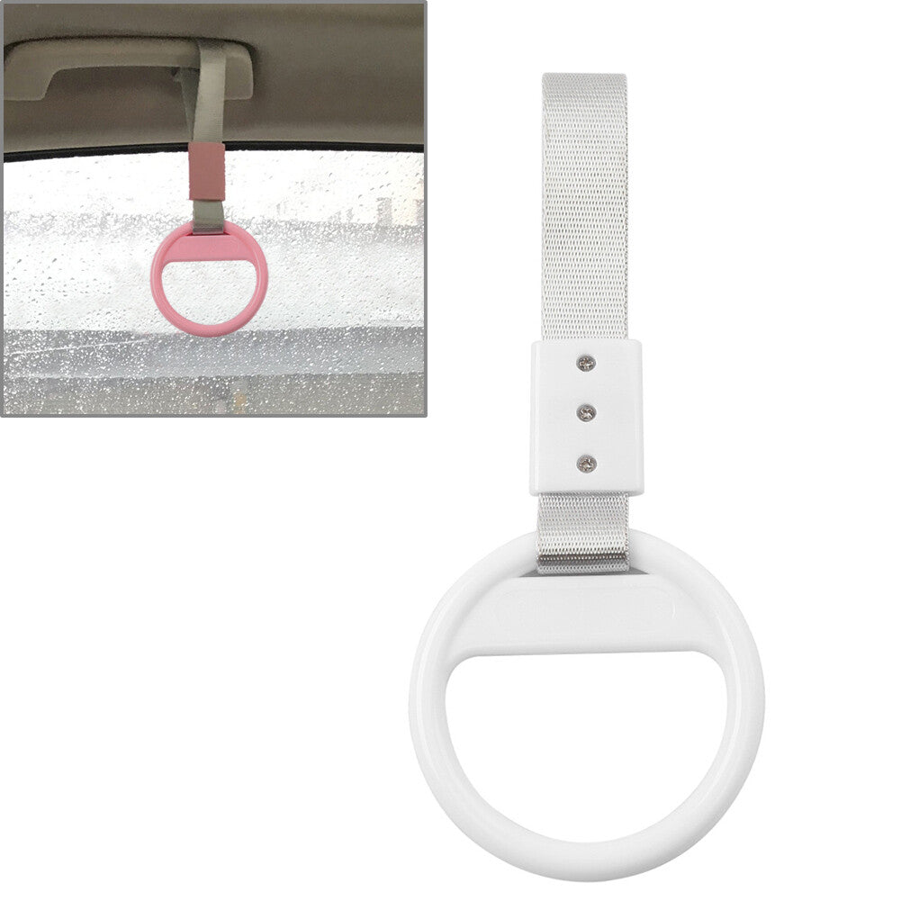Ring Train Bus Handle Hand Strap Drift Charm Tools Silver belt + White