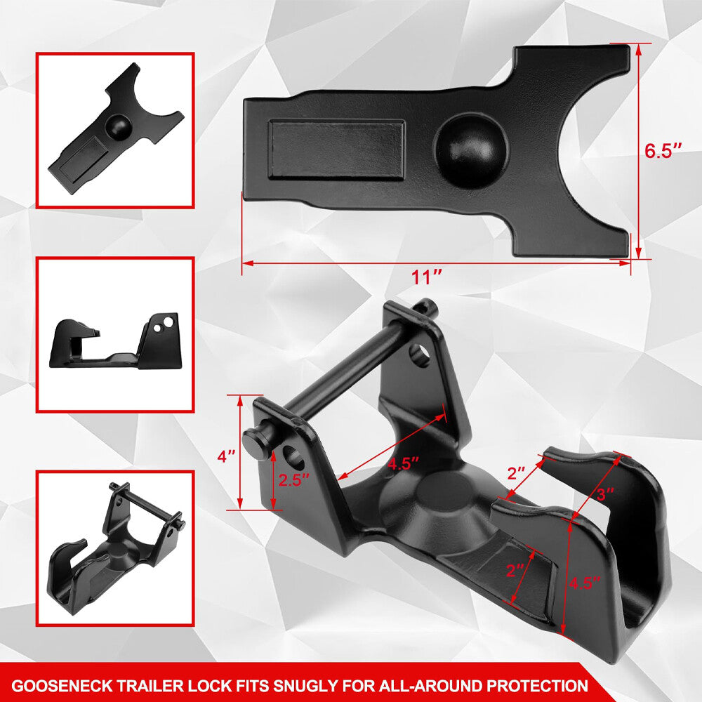 Black Gooseneck Coupler Trailer Lock for RVs Heavy Trailers Livestock Haulers