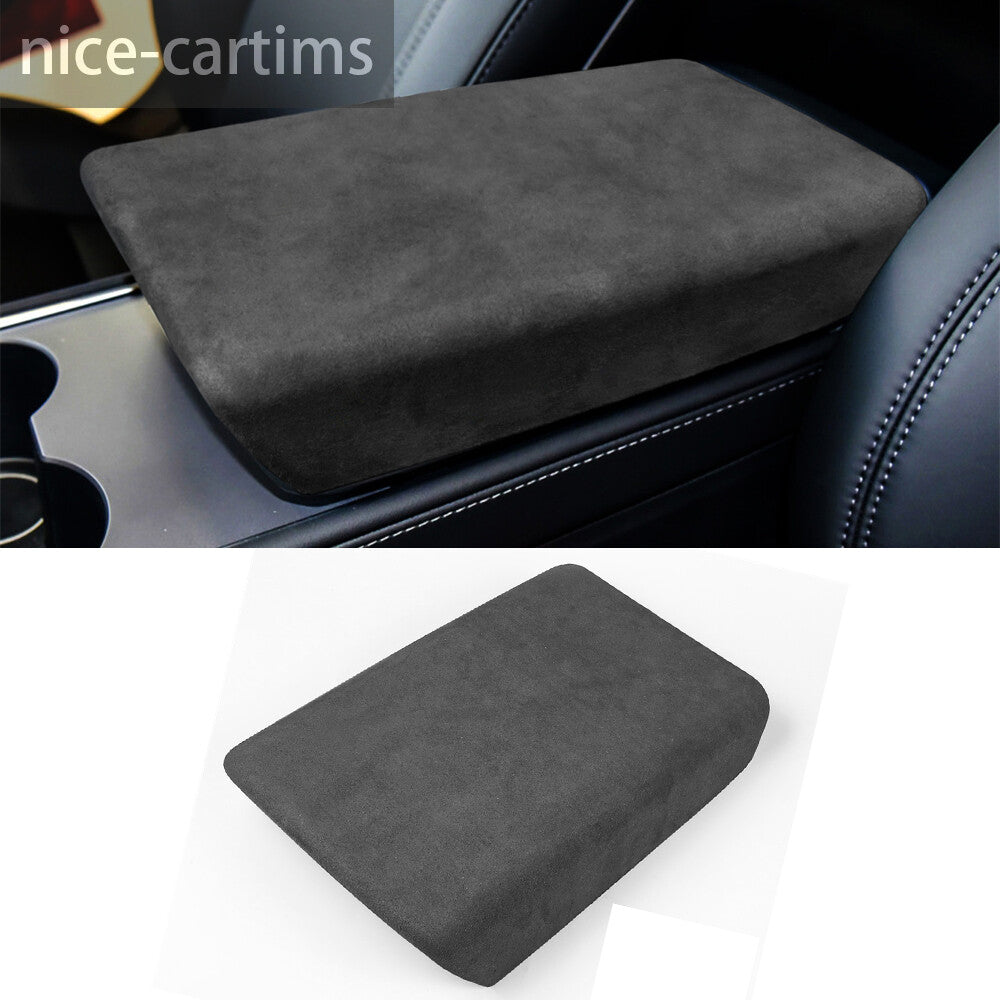 Suede Dark Grey Center Console Armrest Box Panel Cover for Tesla Model 3 2017-23
