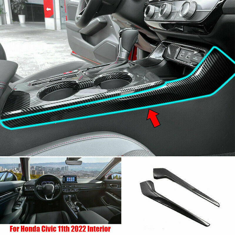 for Honda for Civic 2022-2023 Carbon Fiber Textured ABS Gear Shift Both Side Trims
